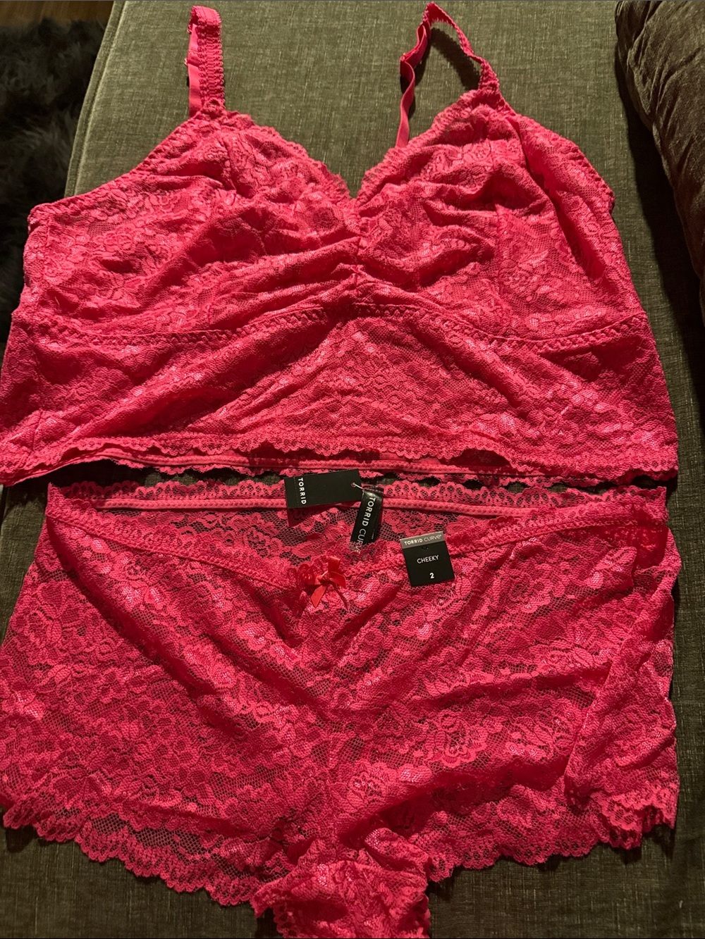 torrid Cherry Pink Lace Bralette & Boyshorts Set